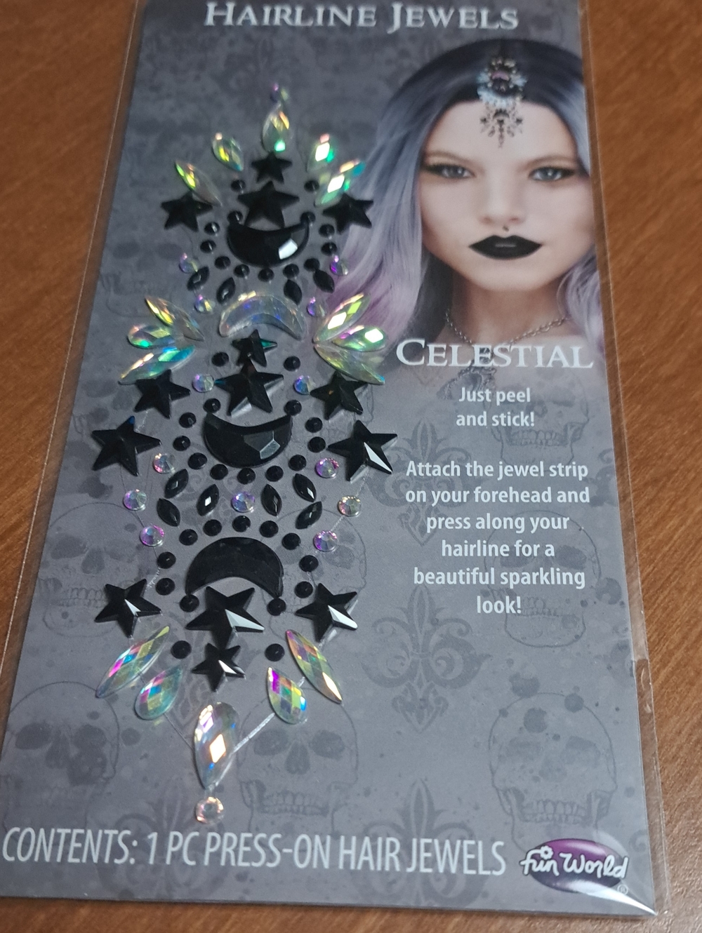 Hairline Jewels Celestial Press-On Hair Jewel - Black with Iridescent Accents